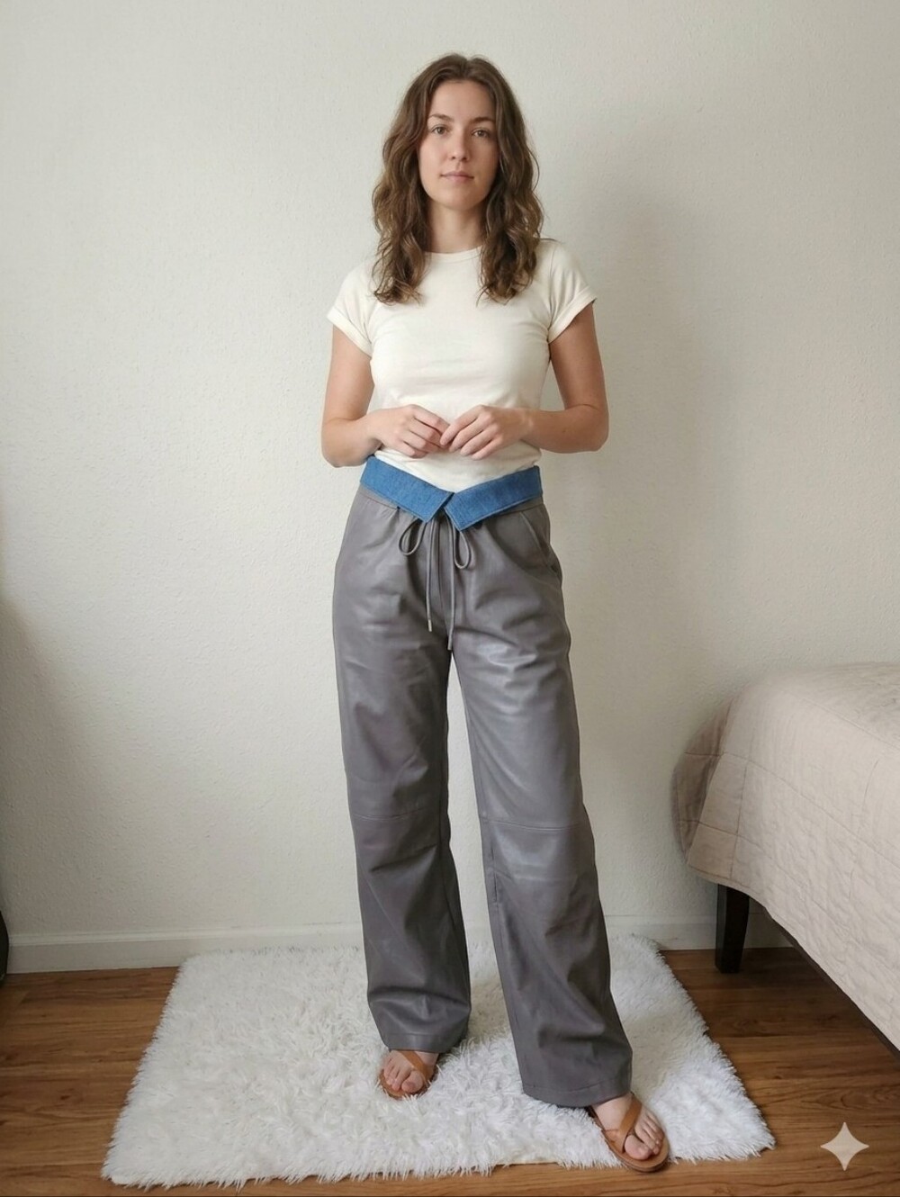 Paperbag Waist Weather-Resistant Women  Pants in Dark Gray